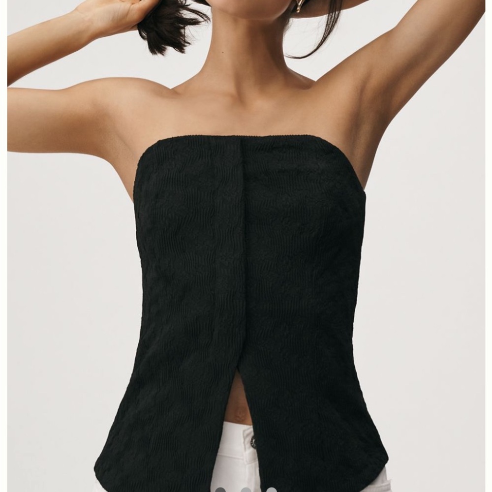 Anthropologie Black Strapless Textured Tube Top